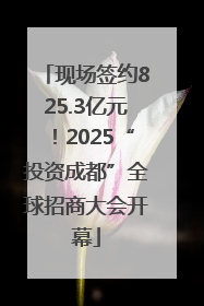 现场签约825.3亿元！2025“投资成都”全球招商大会开幕