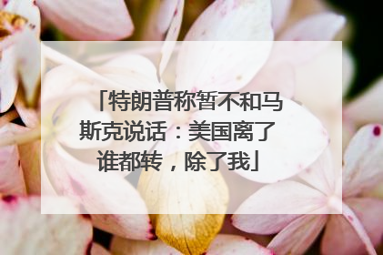 特朗普称暂不和马斯克说话：美国离了谁都转，除了我