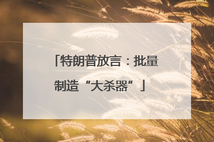特朗普放言：批量制造“大杀器”