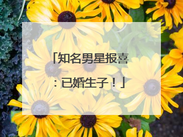 知名男星报喜：已婚生子！