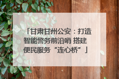甘肃甘州公安：打造智能警务前沿哨 搭建便民服务“连心桥”