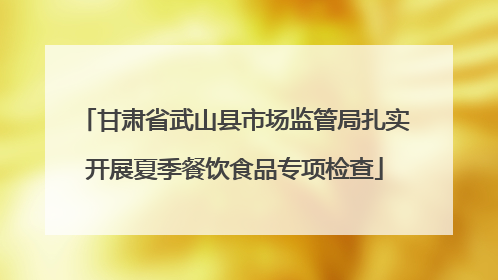 甘肃省武山县市场监管局扎实开展夏季餐饮食品专项检查