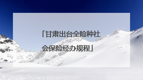 甘肃出台全险种社会保险经办规程