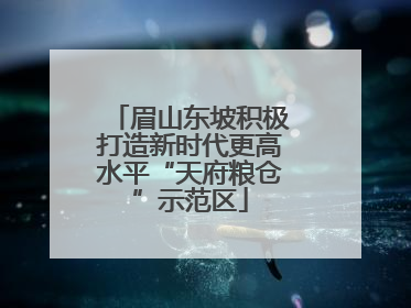 眉山东坡积极打造新时代更高水平“天府粮仓”示范区