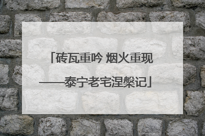 砖瓦重吟 烟火重现——泰宁老宅涅槃记