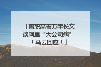 离职高管万字长文谈阿里“大公司病”！马云回应！
