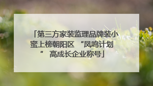 第三方家装监理品牌装小蜜上榜朝阳区 “凤鸣计划” 高成长企业称号