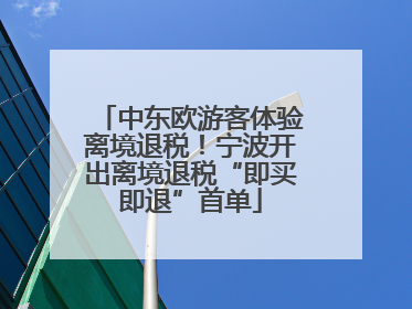 中东欧游客体验离境退税！宁波开出离境退税“即买即退”首单