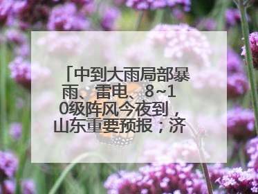 中到大雨局部暴雨、雷电、8~10级阵风今夜到，山东重要预报；济南连续2天有雨