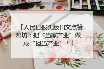 人民日报头版刊文点赞潍坊：把“当家产业”做成“担当产业”！