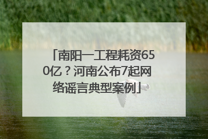 南阳一工程耗资650亿？河南公布7起网络谣言典型案例