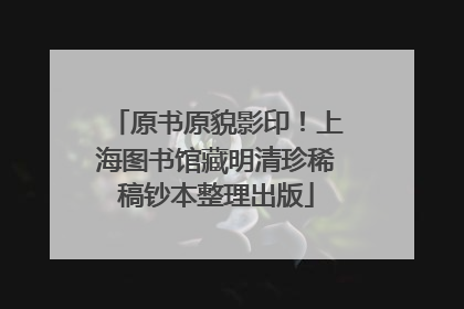 原书原貌影印！上海图书馆藏明清珍稀稿钞本整理出版
