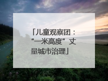 儿童观察团：“一米高度”丈量城市治理