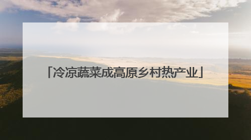 冷凉蔬菜成高原乡村热产业