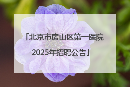 北京市房山区第一医院2025年招聘公告