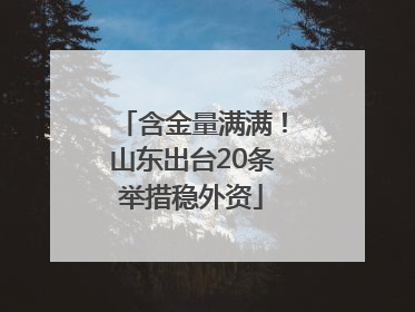 含金量满满！山东出台20条举措稳外资