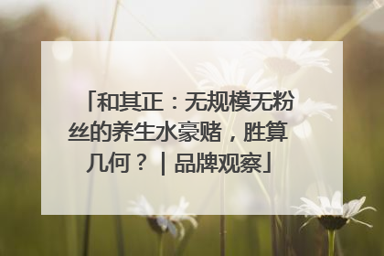 和其正：无规模无粉丝的养生水豪赌，胜算几何？｜品牌观察