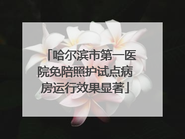 哈尔滨市第一医院免陪照护试点病房运行效果显著