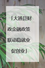 大通县财政金融政策联动稳就业促创业