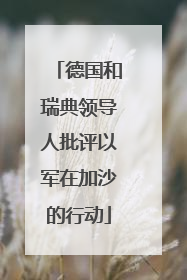 德国和瑞典领导人批评以军在加沙的行动