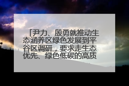 尹力、殷勇就推动生态涵养区绿色发展到平谷区调研，要求走生态优先、绿色低碳的高质量发展之路