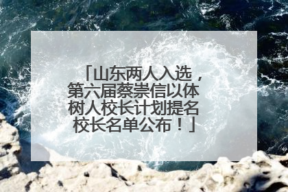 山东两人入选，第六届蔡崇信以体树人校长计划提名校长名单公布！