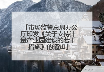 市场监管总局办公厅印发《关于支持计量产业园建设的若干措施》的通知