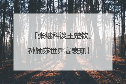 张继科谈王楚钦、孙颖莎世乒赛表现