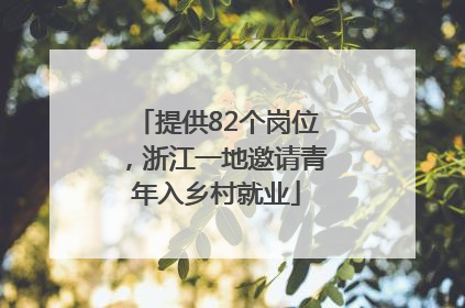 提供82个岗位，浙江一地邀请青年入乡村就业