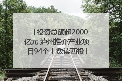 投资总额超2000亿元 泸州推介产业项目94个丨数读西投