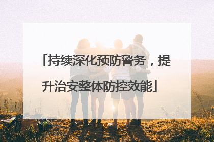 持续深化预防警务，提升治安整体防控效能