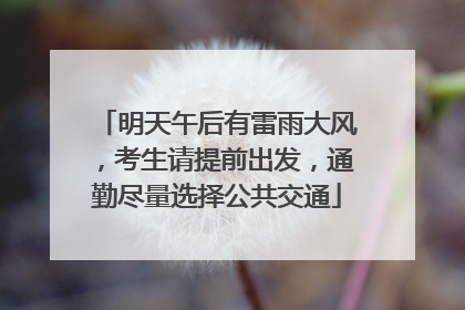 明天午后有雷雨大风，考生请提前出发，通勤尽量选择公共交通
