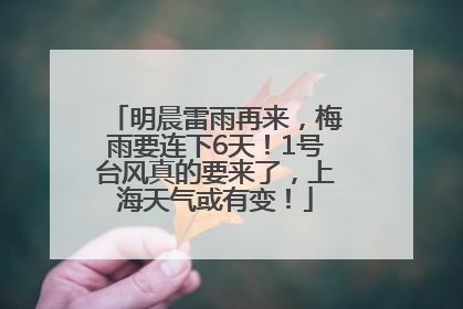 明晨雷雨再来，梅雨要连下6天！1号台风真的要来了，上海天气或有变！