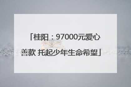 桂阳：97000元爱心善款 托起少年生命希望