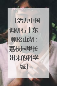 活力中国调研行丨东莞松山湖：荔枝园里长出来的科学城