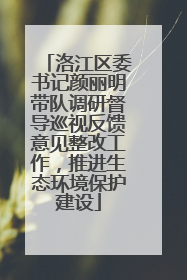 洛江区委书记颜丽明带队调研督导巡视反馈意见整改工作，推进生态环境保护建设
