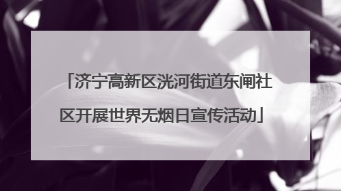 济宁高新区洸河街道东闸社区开展世界无烟日宣传活动