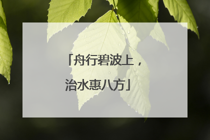 舟行碧波上，治水惠八方