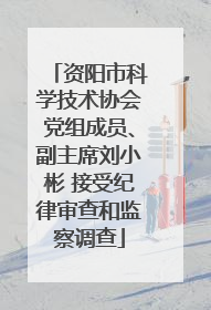 资阳市科学技术协会党组成员、副主席刘小彬 接受纪律审查和监察调查