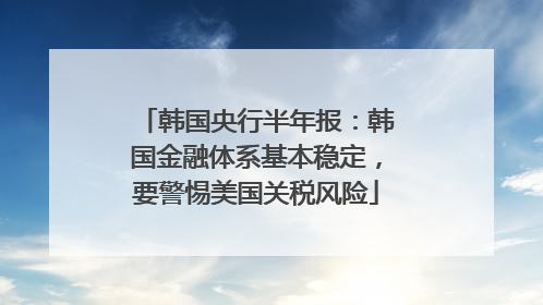 韩国央行半年报：韩国金融体系基本稳定，要警惕美国关税风险