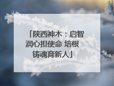 陕西神木：启智润心担使命 培根铸魂育新人
