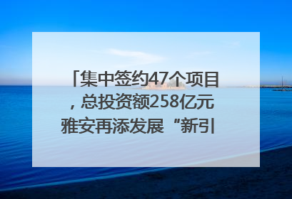 集中签约47个项目，总投资额258亿元 雅安再添发展“新引擎”｜数读西投