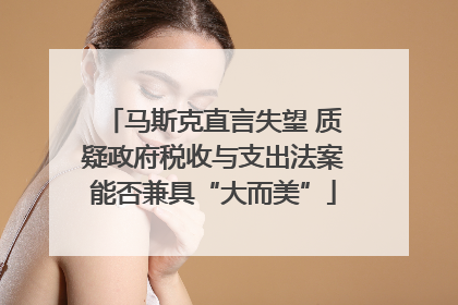 马斯克直言失望 质疑政府税收与支出法案能否兼具“大而美”