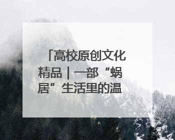 高校原创文化精品｜一部“蜗居”生活里的温情史诗